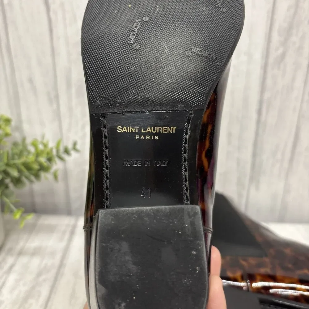Womens Size 41 US 11 Saint Laurent West 45 Patent Leather Tortoise Shell EUC - Picture 8 of 8